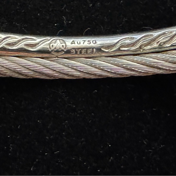 Philippe Charriol 18K White Gold And Diamond Steel Cable Bracelet - Picture 4 of 8